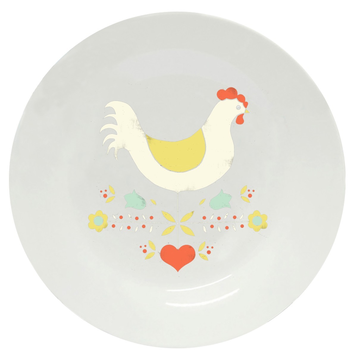 Нарисованная курица на тарелке