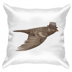 Подушка с принтом - Птица в шляпе