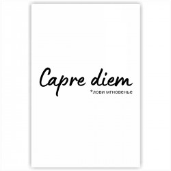 Холст с принтом - Capre diem - лови мгновенье черный (20x30cм)