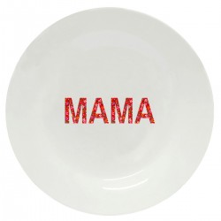 Тарелка с принтом - Мама - цветочный фон