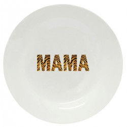 Тарелка с принтом - Мама - тигровый фон