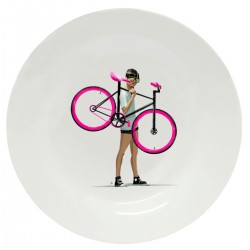 Тарелка с принтом - Мальчик с велосипедом