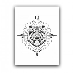 Холст с принтом - Тигр и узоры - черный (30x40 cм)
