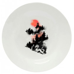 Тарелка с принтом - Дракон и самурай