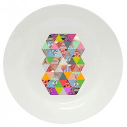 Тарелка с принтом - Пиксели и цветы