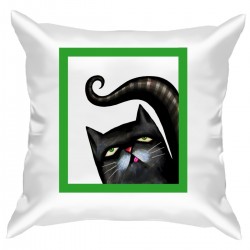 Подушка с принтом - Черный котик