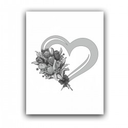 Холст с принтом - Сердечко с цветами (30x40 cм)