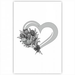Холст с принтом - Сердечко с цветами (20x30cм)
