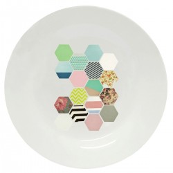 Тарелка с принтом - Цветы и полосы