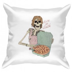 Подушка с принтом - Скелет с пиццей