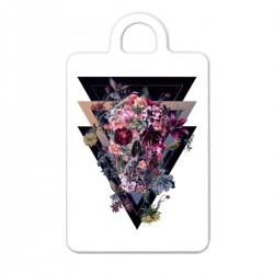 Брелок с принтом - Череп с цветами на треугольниках