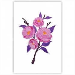 Холст с принтом - Ветка розовых роз (20x30cм)