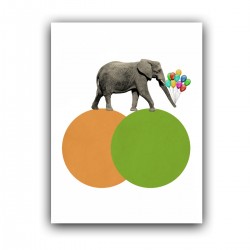 Холст с принтом - Слон с воздушными шарами (30x40 cм)