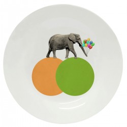 Тарелка с принтом - Слон с воздушными шарами
