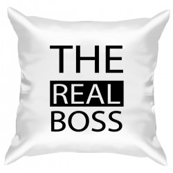 Подушка с принтом - The real boss - black