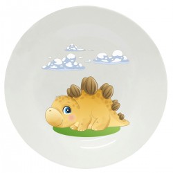 Тарелка с принтом - Динозаврик желтый
