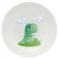 Тарелка с принтом - Динозаврик зеленый 2