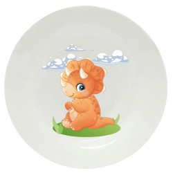 Тарелка с принтом - Динозаврик оранжевый