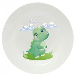 Тарелка с принтом - Динозаврик зеленый 1