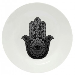 Тарелка с принтом - Рука Фатимы - темно-серая