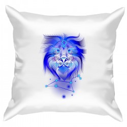 Подушка с принтом "Лев в синем"