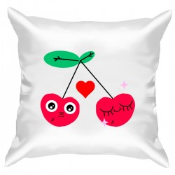Подушка с принтом - Влюбленная вишня
