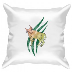 Подушка с принтом "Зеленый бык"