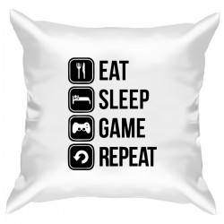 Подушка с принтом "Eat, sleep, game, repeat"