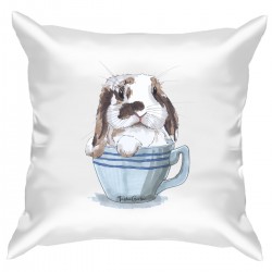 Подушка с принтом - Кролик в чашке