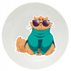 Тарелка с принтом - Котик в очках