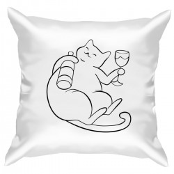 Подушка с принтом - Винный кот 1