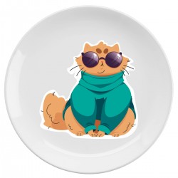 Тарелка с принтом - Котик в очках