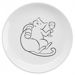 Тарелка с принтом - Винный кот 1