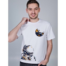 Футболка свободного кроя с принтом мужская - Космонавт